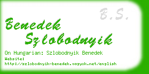 benedek szlobodnyik business card